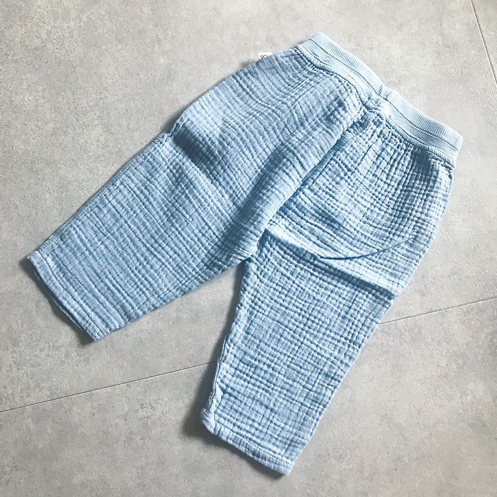 [40%OFF] From spain MY LITTLE COZMO オーガニックコットン  gauze baby pants 50-60/70-80/80-90 水色/グレー/ダークネイビー