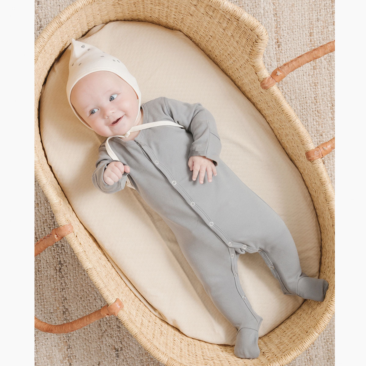 [30%off] Quincy Mae オーガニックコットン Full Snap Footie  [ネコポス対応可] OCEAN 60-70/70-80