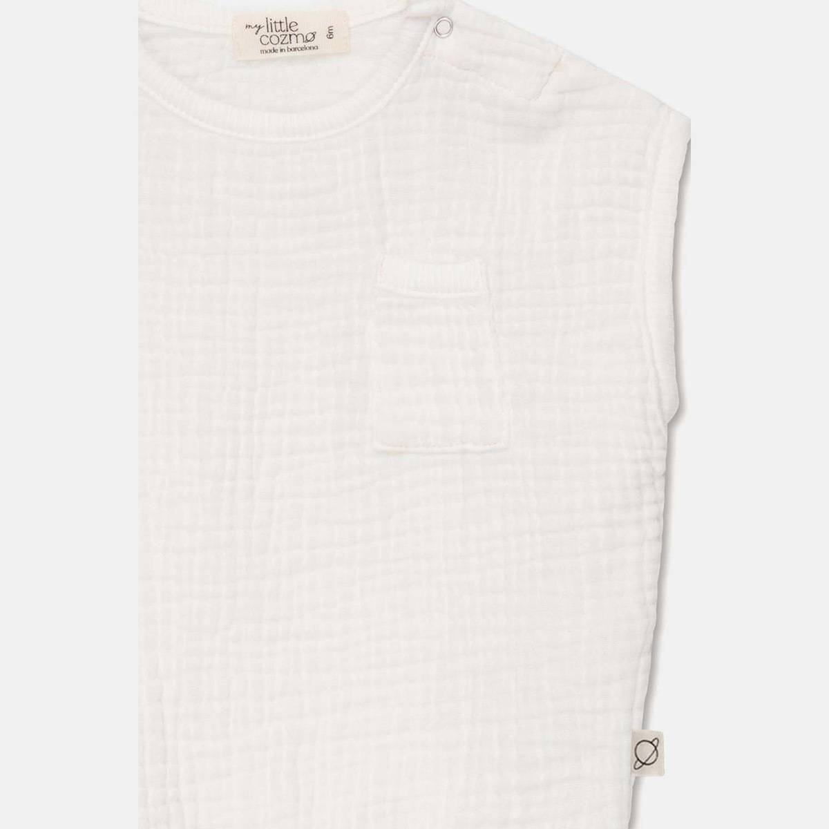 [40%OFF] From spain MY LITTLE COZMO オーガニックコットン  gauze sleeveless baby top 50-60/70-80/80-90 水色/グレー/白