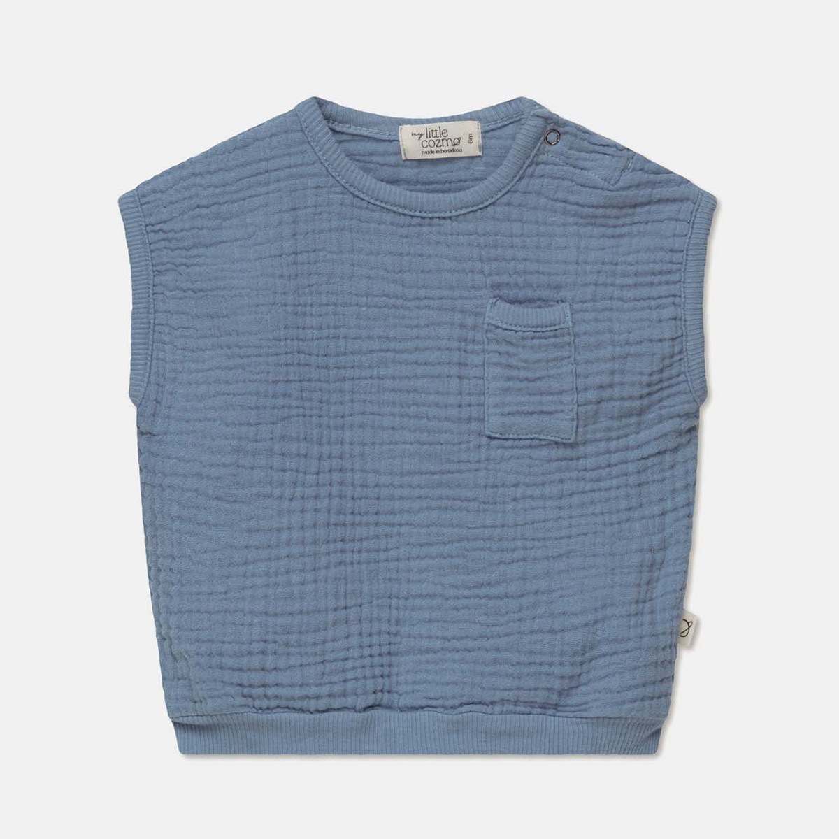 [40%OFF] From spain MY LITTLE COZMO オーガニックコットン  gauze sleeveless baby top 50-60/70-80/80-90 水色/グレー/白