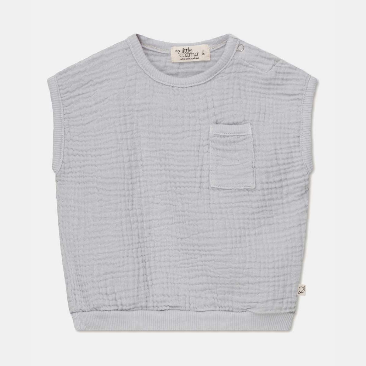 [40%OFF] From spain MY LITTLE COZMO オーガニックコットン  gauze sleeveless baby top 50-60/70-80/80-90 水色/グレー/白