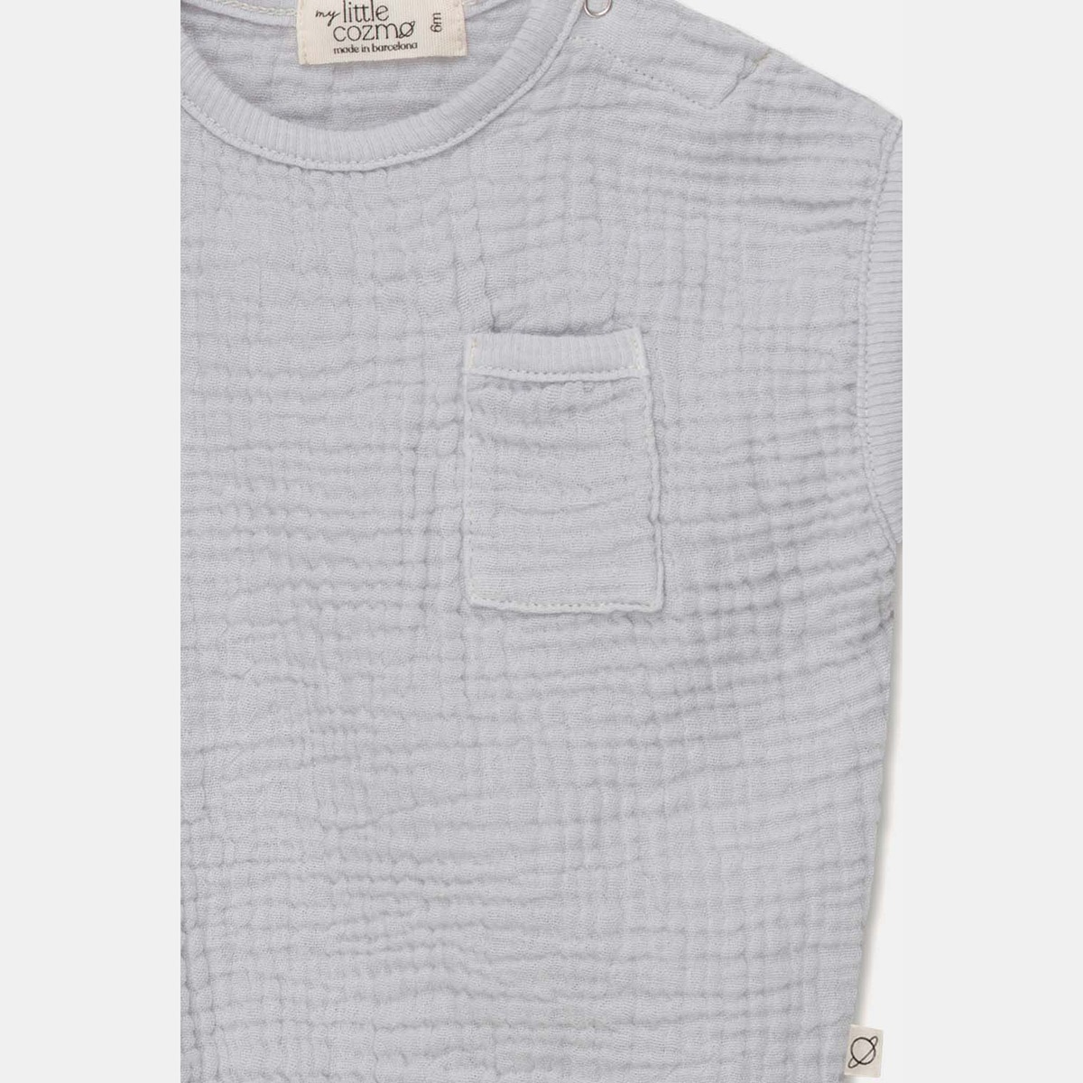 [40%OFF] From spain MY LITTLE COZMO オーガニックコットン  gauze sleeveless baby top 50-60/70-80/80-90 水色/グレー/白