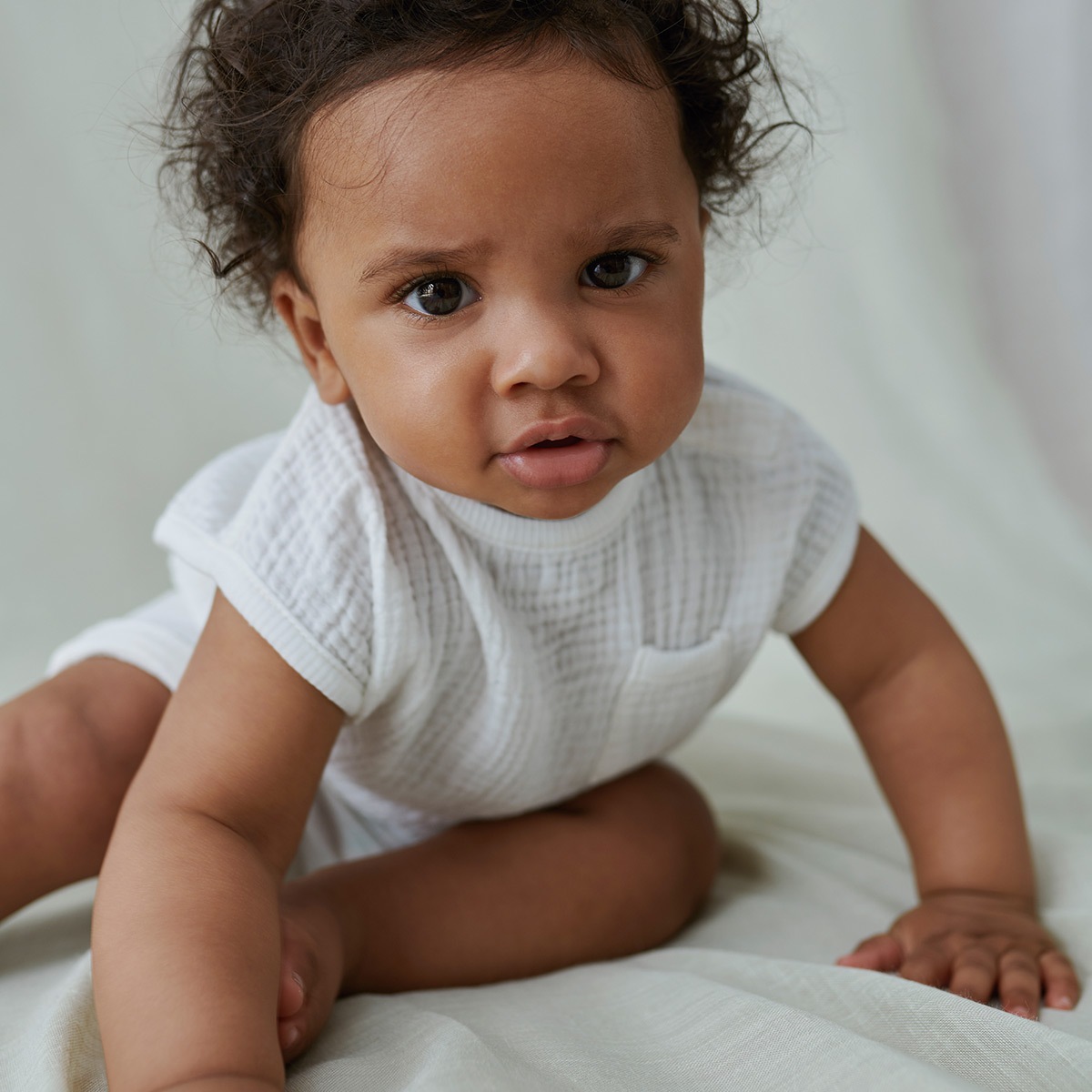 [40%OFF] From spain MY LITTLE COZMO オーガニックコットン  gauze sleeveless baby top 50-60/70-80/80-90 水色/グレー/白