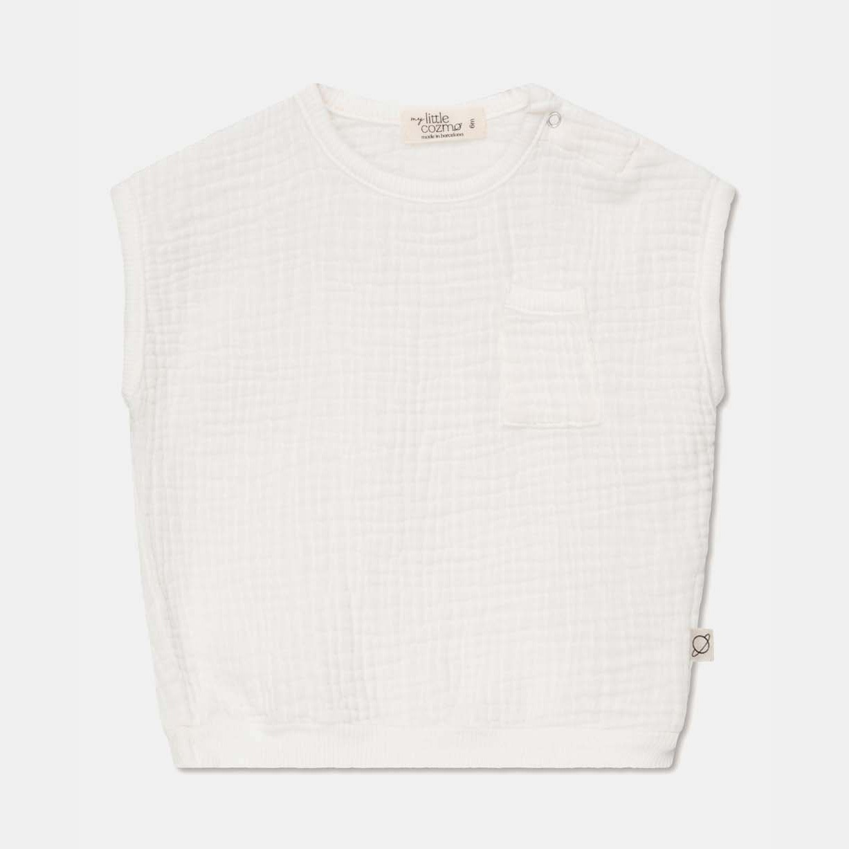 [40%OFF] From spain MY LITTLE COZMO オーガニックコットン  gauze sleeveless baby top 50-60/70-80/80-90 水色/グレー/白