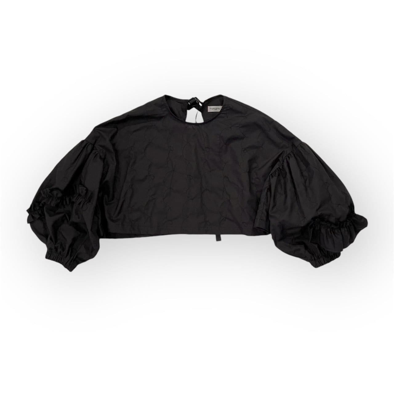 [30%OFF]frankygrow GURUGURU STITCH FRILL SLEEVES PULLOVER  BLACK/ F2 