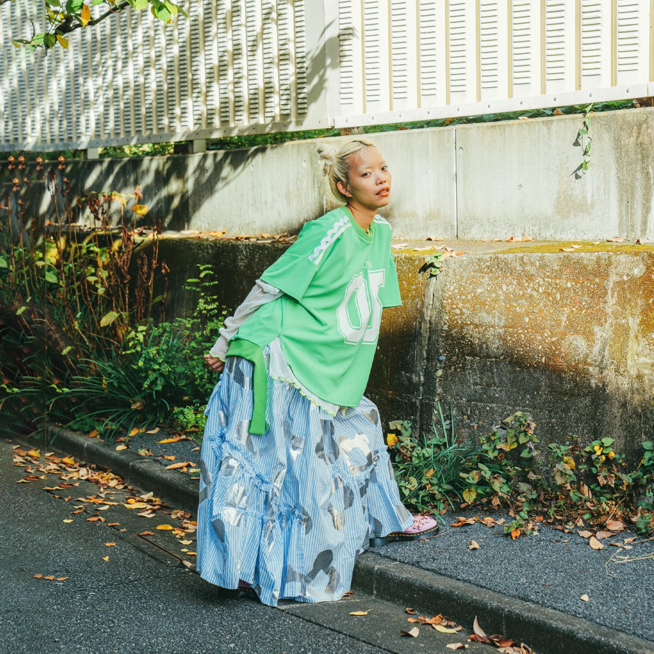 [30%OFF]frankygrow ORG.PT VARIOUS FRILL SKIRT / BLUE STRIPE/F1