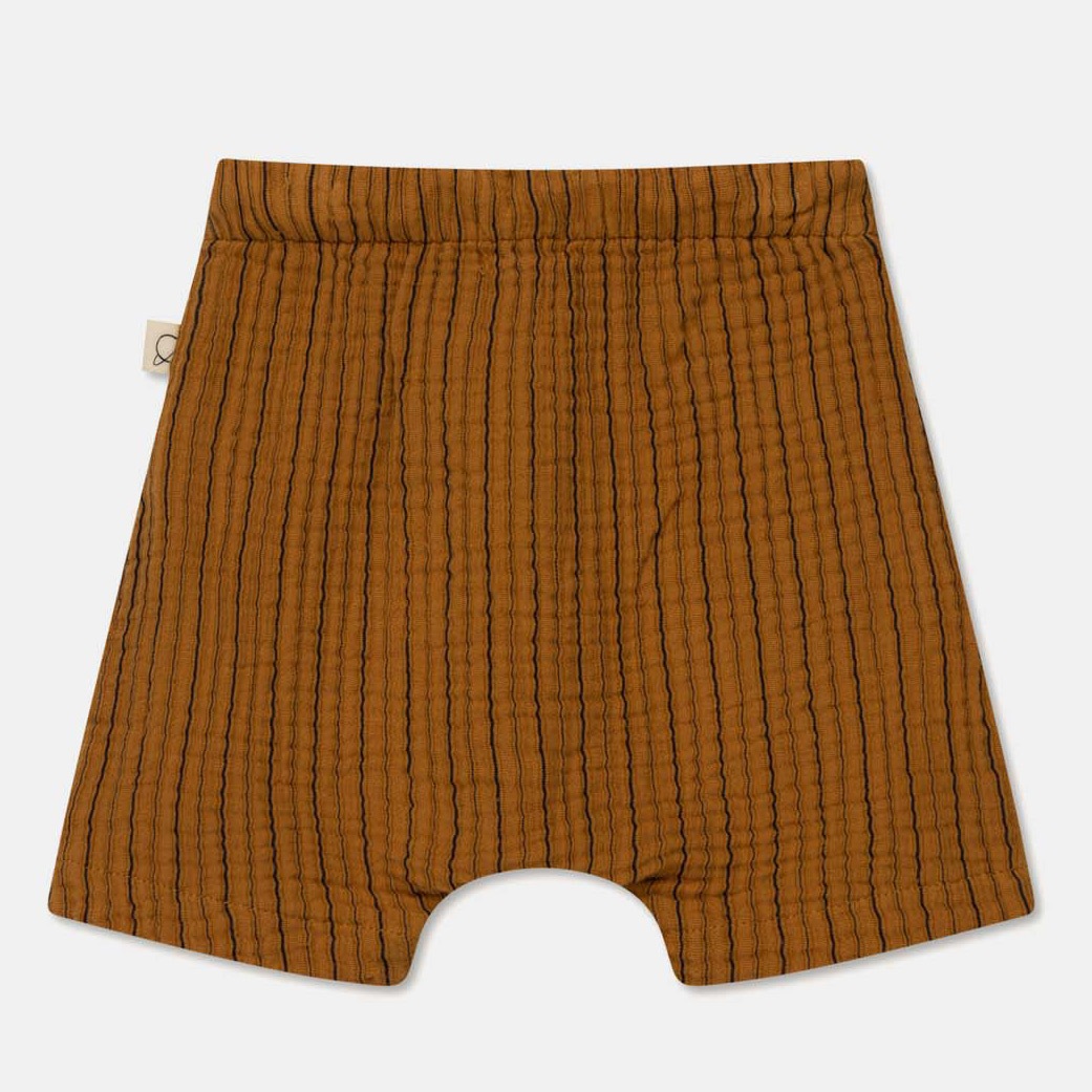 [40%OFF] From spain MY LITTLE COZMO オーガニックコットン gauze stripe baby shorts 60-70/80-90 グレー キャメル