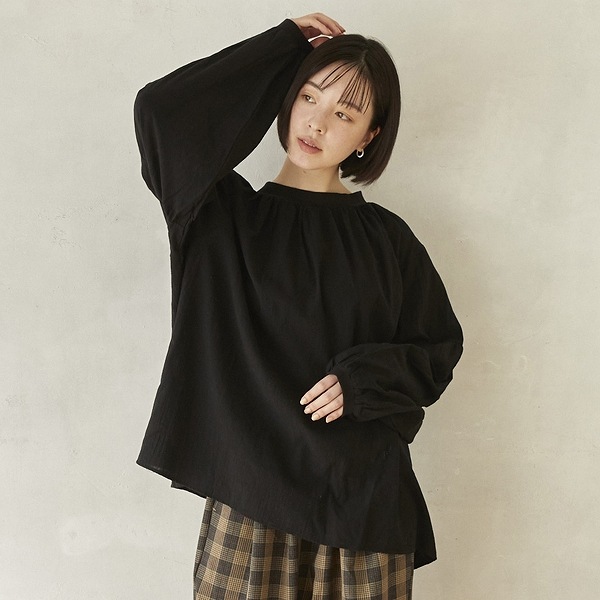 ［50%OFF］ undeny. ギャザーブラウス WH/OB/BK M(110-120)/L(130-140)/XL(150-160)/F レディース