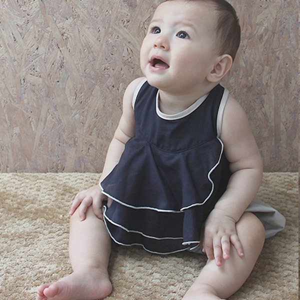 bibsy ミニドレスのようなビブ ALOHALOHA FLOWER FRILL PK