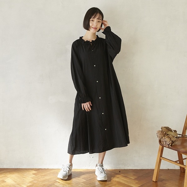 ［50%OFF］ undeny. ギャザーリボンワンピース M(110-120)/L(130-140)/XL(150-160)/F BK