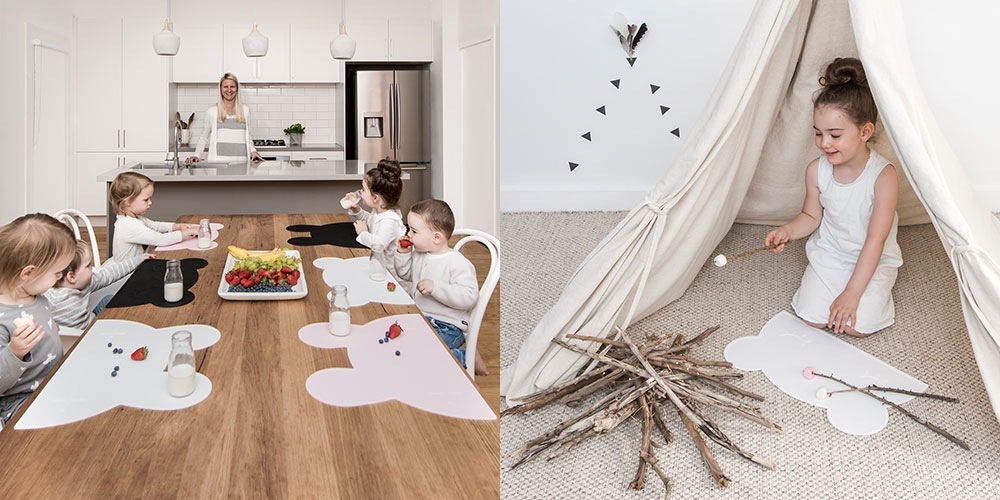 オーストラリアから　We might be tiny シリコン製プレイスマット お食事マット Bear Placie-Black