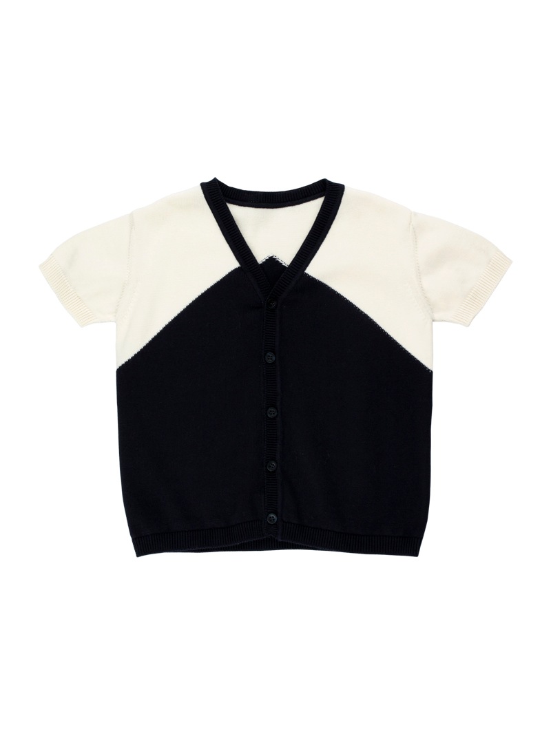 [再-60%] tinycottons スペインから  v-neck SS knit cardigan-/4Y/-