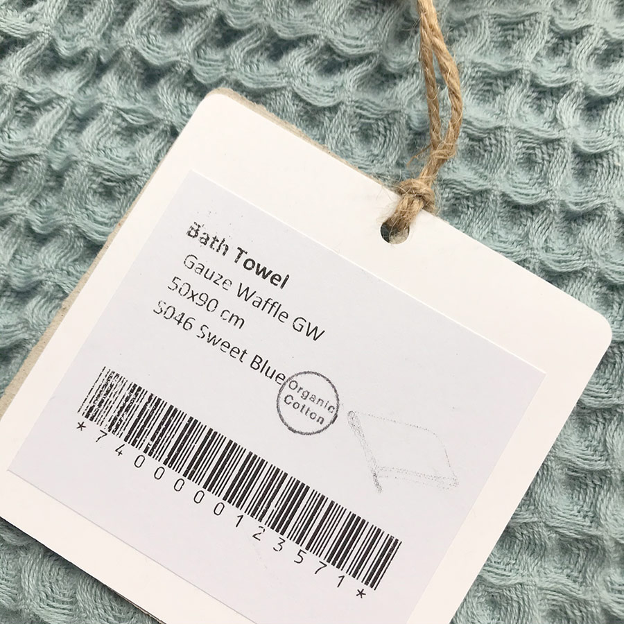 Numero オーガニックコットン bath towel 50*90 blue/natural/grey