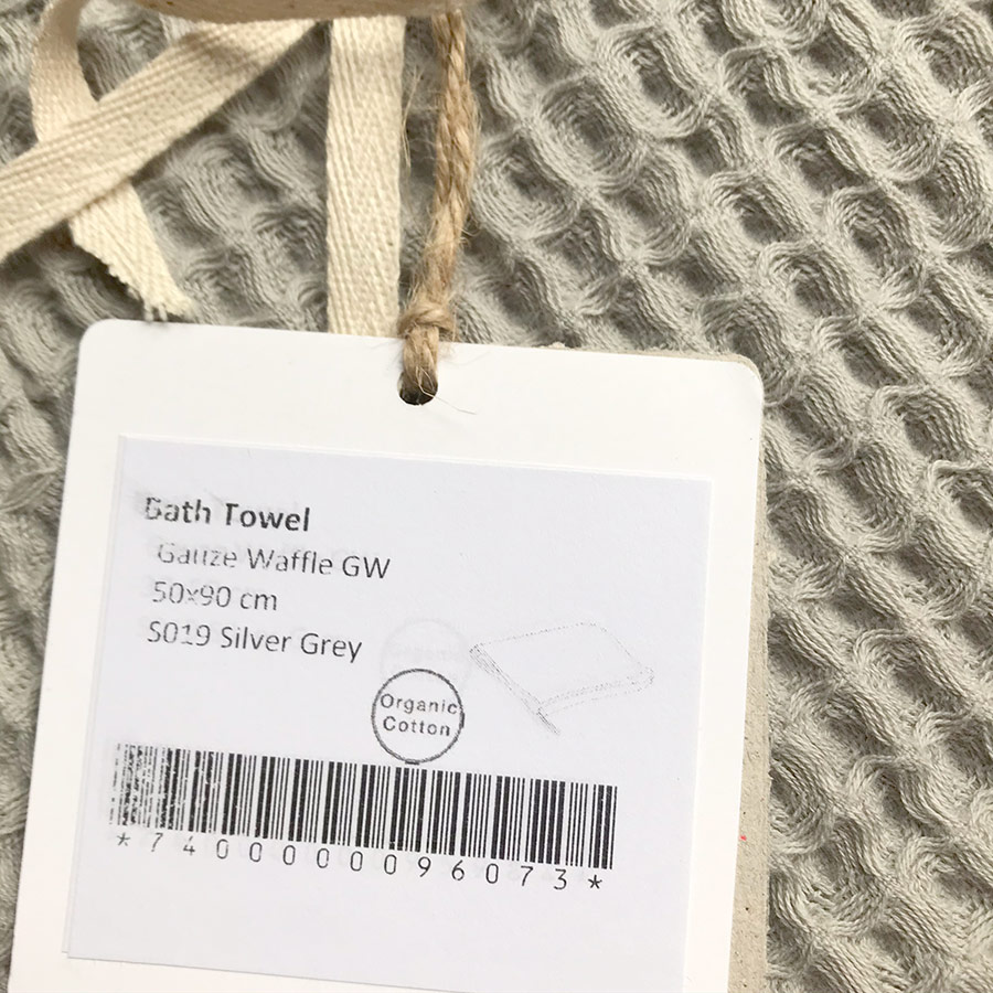 Numero オーガニックコットン bath towel 50*90 blue/natural/grey