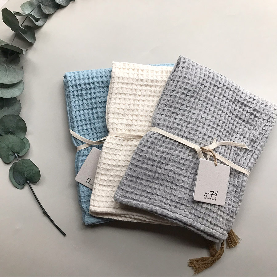 Numero オーガニックコットン bath towel 50*90 blue/natural/grey