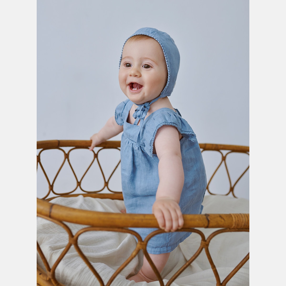 [40%OFF] From spain MY LITTLE COZMO リネン 3-9ヶ月/2歳 アイボリー 水色