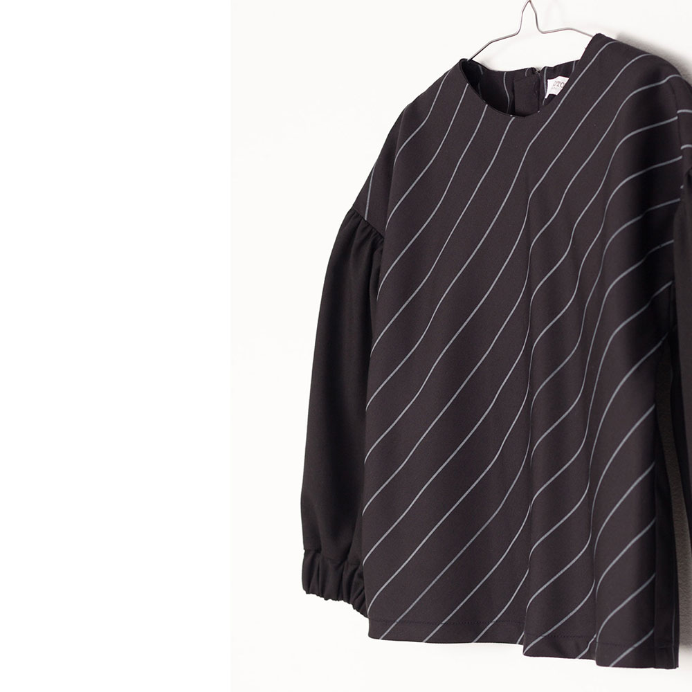 ●スペインから Motoreta モトレタ 17AW KARA BLOUSE Black with grey lines 80-90/-/-/-/-/-
