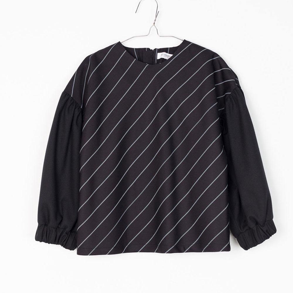 ●スペインから Motoreta モトレタ 17AW KARA BLOUSE Black with grey lines 80-90/-/-/-/-/-