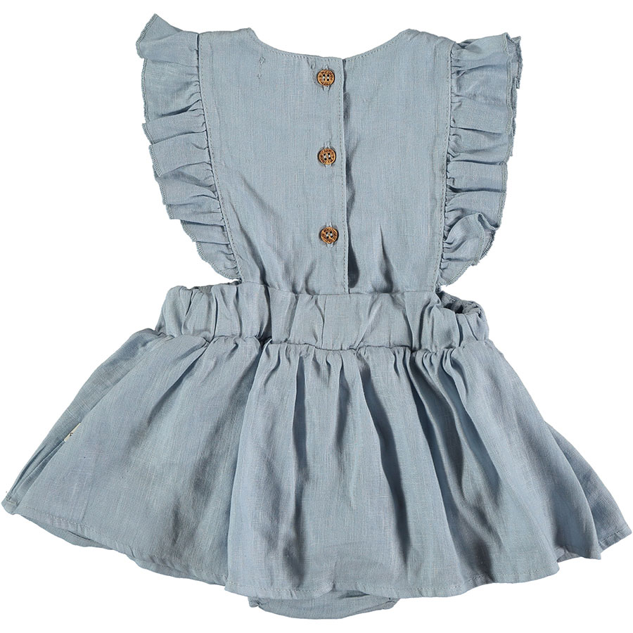[50%OFF]From spain MY LITTLE COZMO リネン ROMPER  DRESS  ANAI82 /カラー BLUE 60/80/90 My Little Cozmo\肌着・ロンパース・ボディ