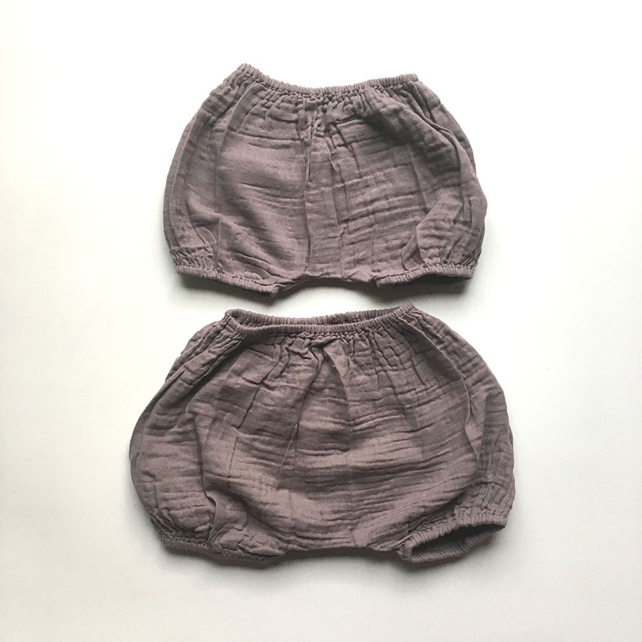 Numero オーガニックコットン Emi Bloomer  ～6ヶ月/2歳ぐらいまで　ダブルガーゼブルマー グレイッシュピンク [※1 クリックポスト可]　