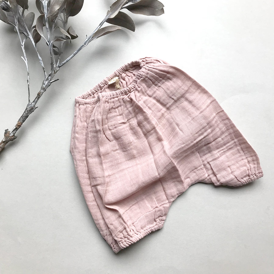 Numero オーガニックコットン Emi Bloomer  ～6ヶ月/2歳ぐらいまで　ダブルガーゼブルマー グレイッシュピンク [※1 クリックポスト可]　