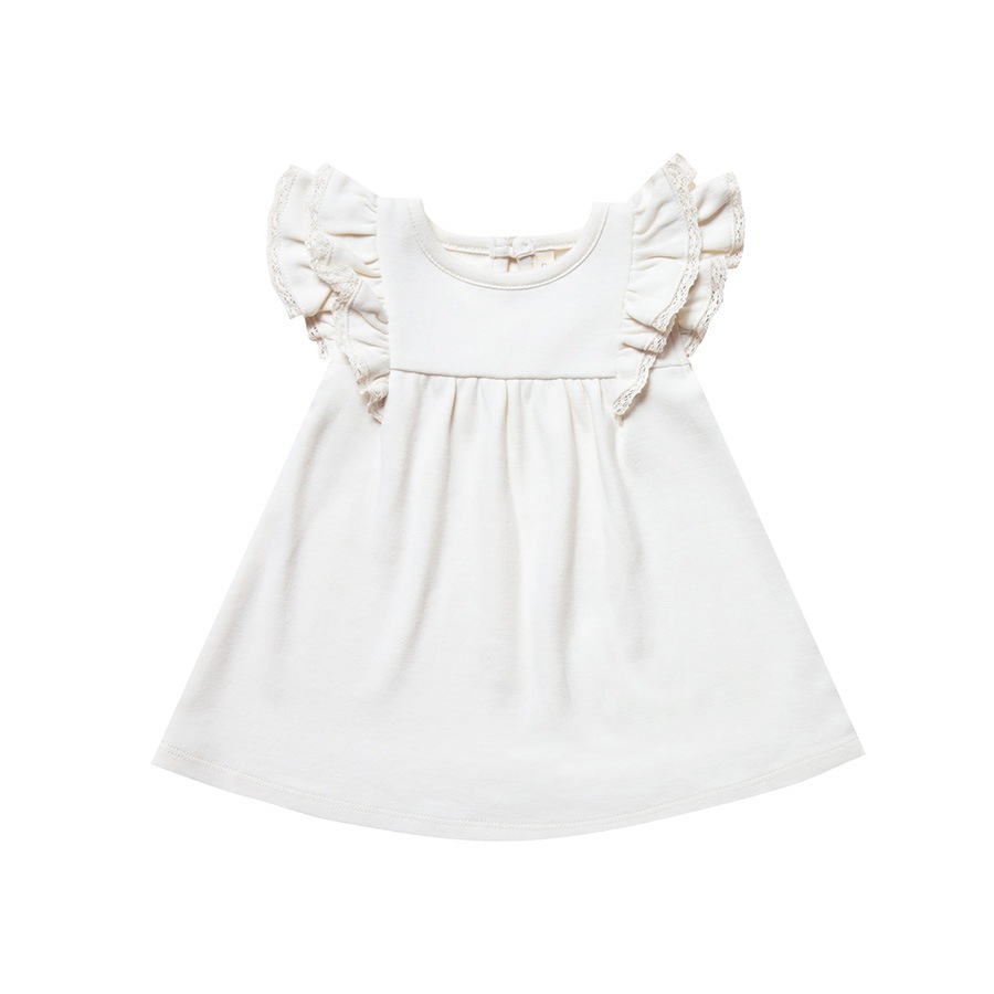 [50%off] Quincy Mae オーガニックコットン Flutter Dress  [ネコポス対応可] Ivory 70-80/90-100