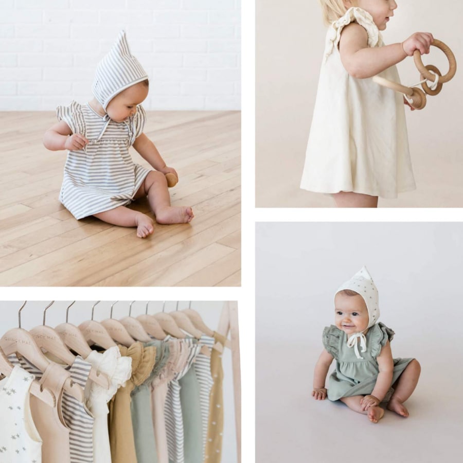 [50%off] Quincy Mae オーガニックコットン Flutter Dress  [ネコポス対応可] Ivory 70-80/90-100