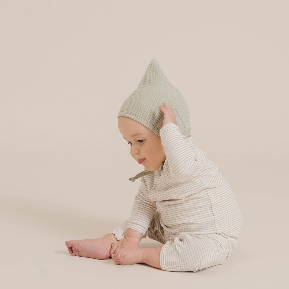 [30%off] Quincy Mae オーガニックコットン PIXIE BONNET [ネコポス対応可] OCEAN 6ヶ月 / 1歳