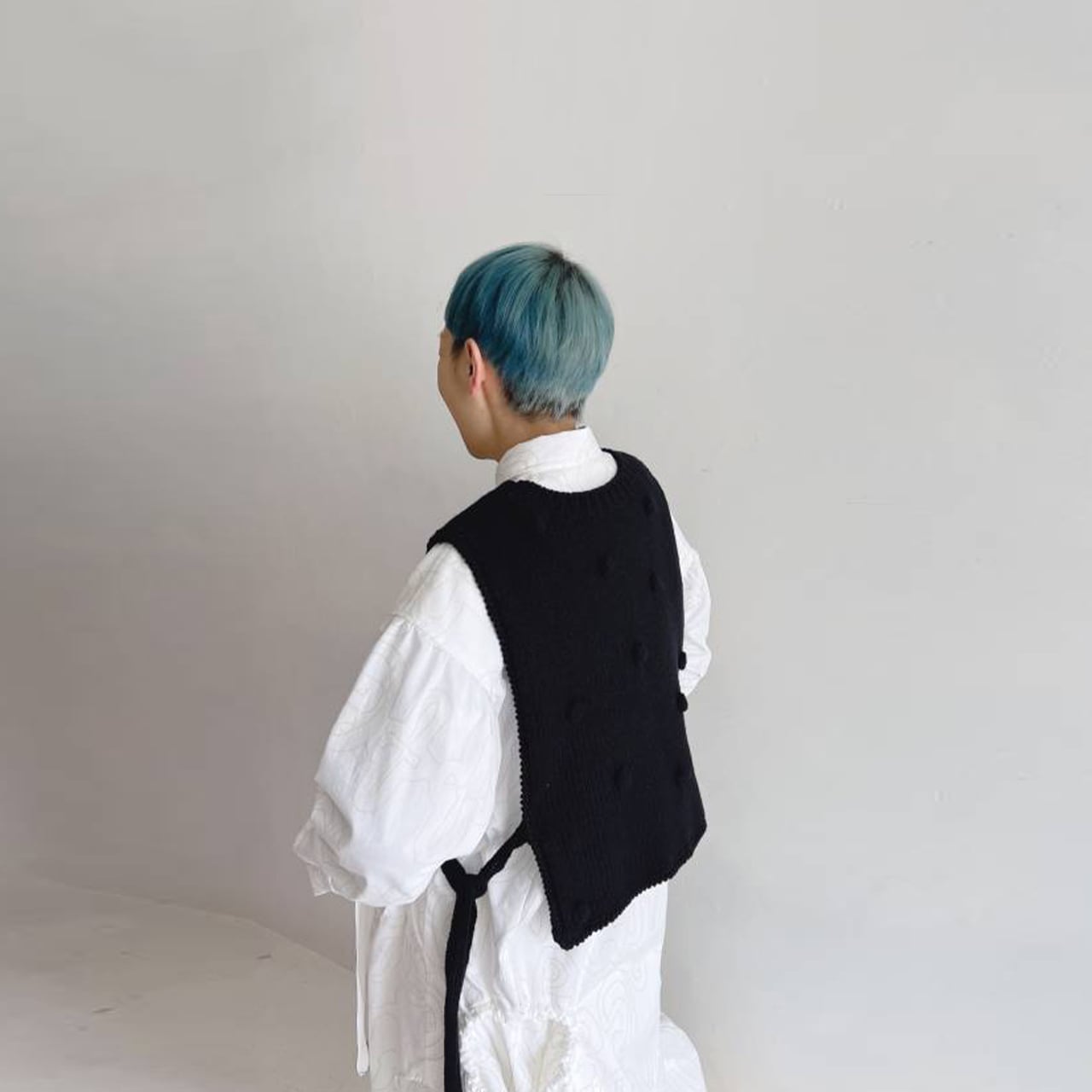 再値下げ [60%off] frankygrow HAND-KNITTED DOTS VEST / ADULT  F フリーサイズ IVORY/BLACK