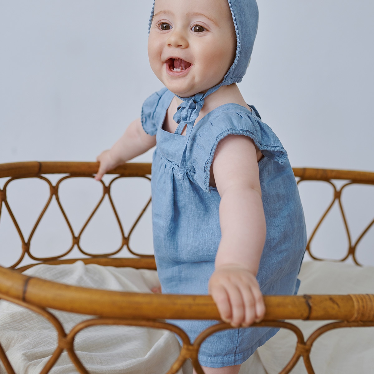 From spain MY LITTLE COZMO linen lace baby dress 50-60/70-80