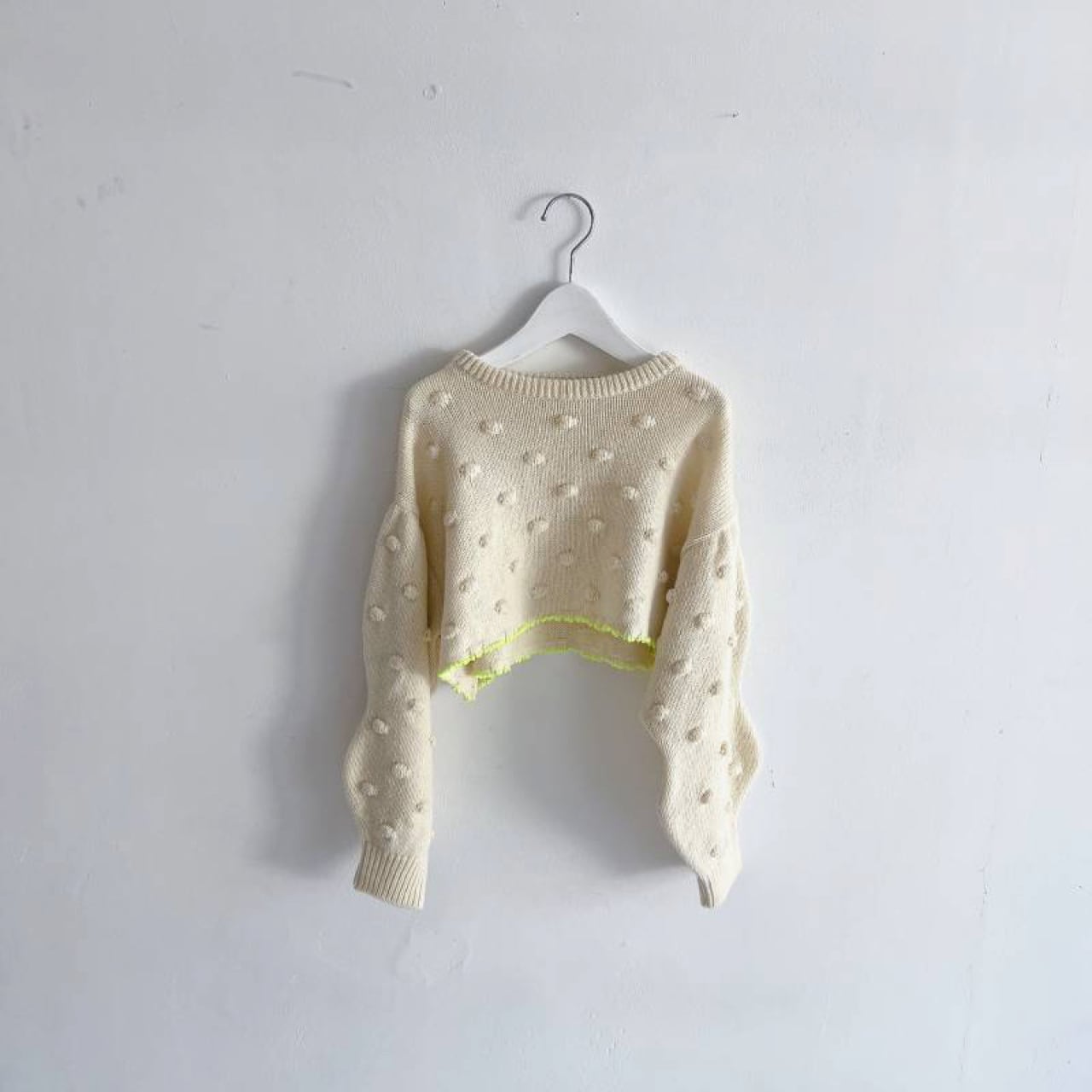 [60%OFF] frankygrow CROPPED POPCORN KNIT PULLOVER / WOMEN フリーサイズ GREEN/IVORY