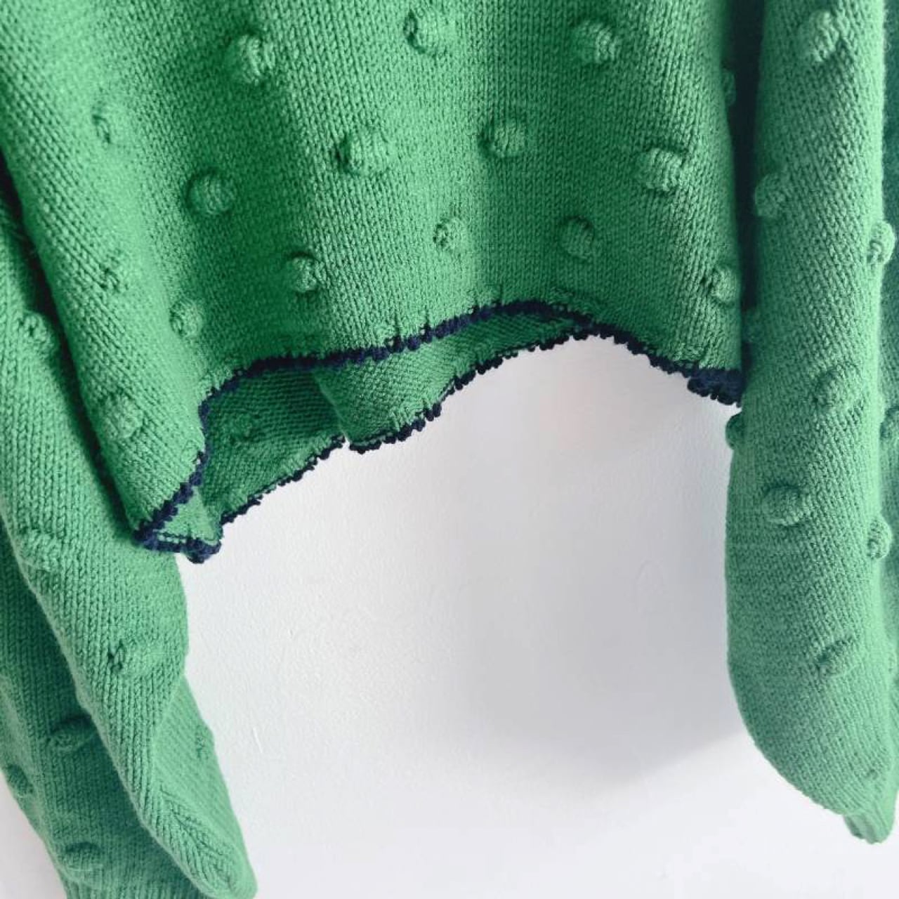 [60%OFF] frankygrow CROPPED POPCORN KNIT PULLOVER / WOMEN フリーサイズ GREEN/IVORY