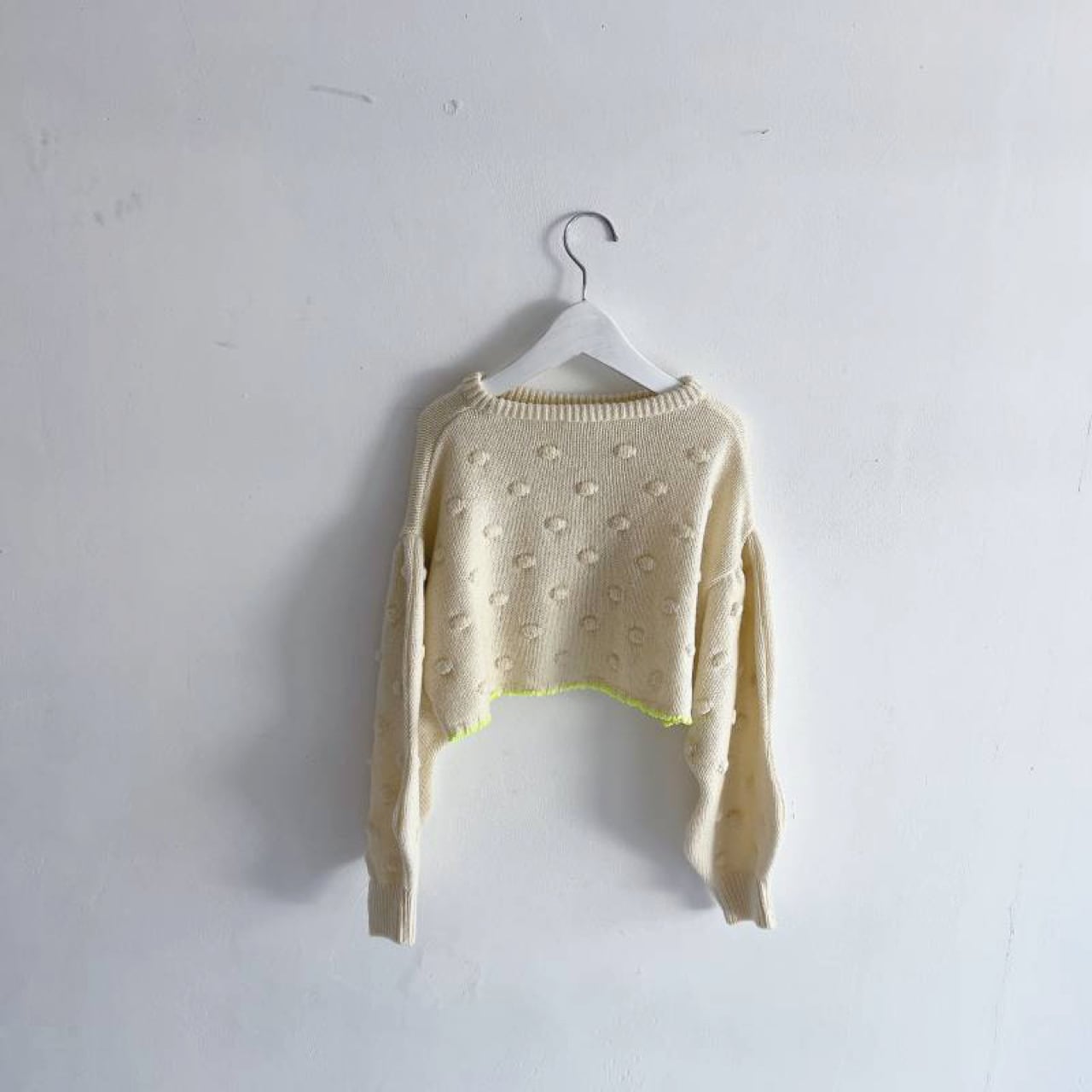 [60%OFF] frankygrow CROPPED POPCORN KNIT PULLOVER / WOMEN フリーサイズ GREEN/IVORY