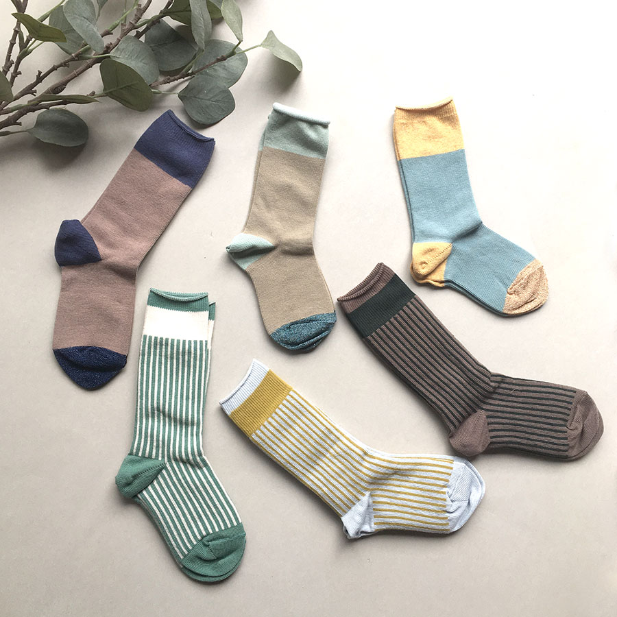 【30% OFF】From フランス suis moi 　[※1 クリックポスト可] Stripe Socks / 3 TONE SOCKS