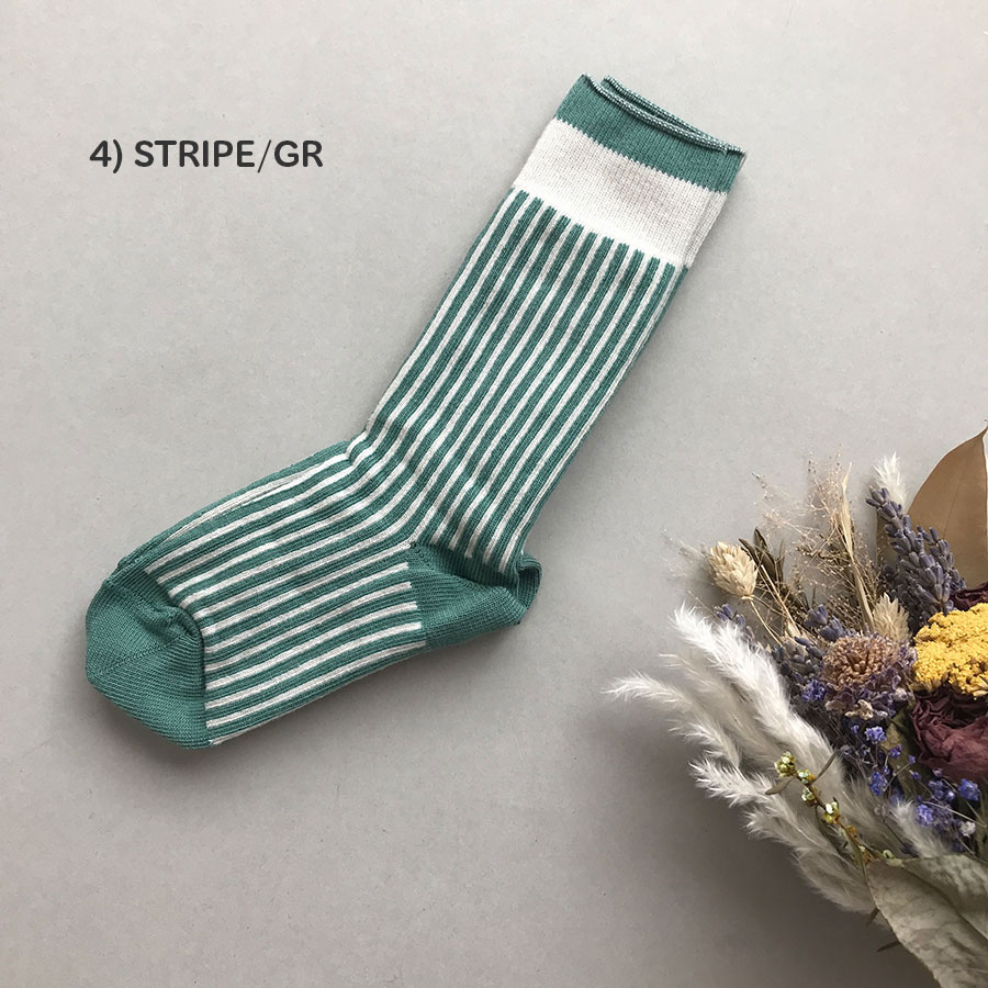 【30% OFF】From フランス suis moi 　[※1 クリックポスト可] Stripe Socks / 3 TONE SOCKS