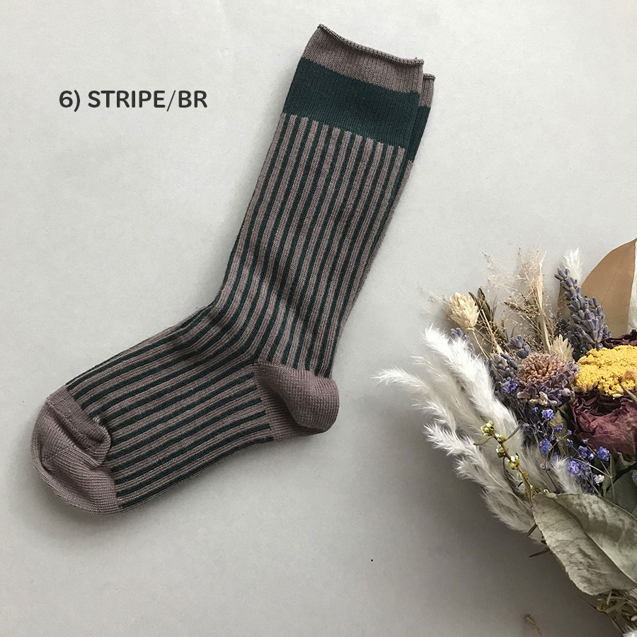 【30% OFF】From フランス suis moi 　[※1 クリックポスト可] Stripe Socks / 3 TONE SOCKS