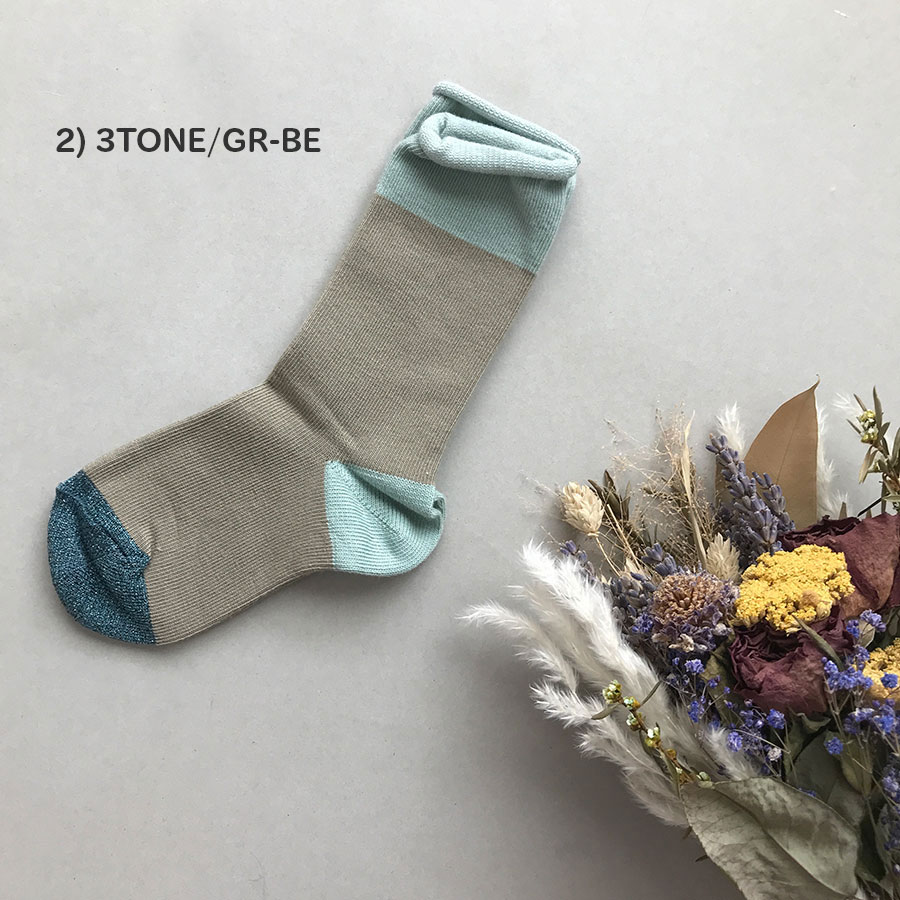 【30% OFF】From フランス suis moi 　[※1 クリックポスト可] Stripe Socks / 3 TONE SOCKS