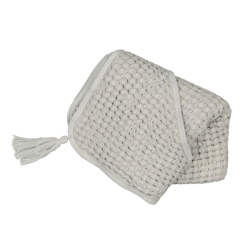moumout' paris おくるみ　 SYBEL BEE Honeycomb cotton hooded towel with pompon Almond