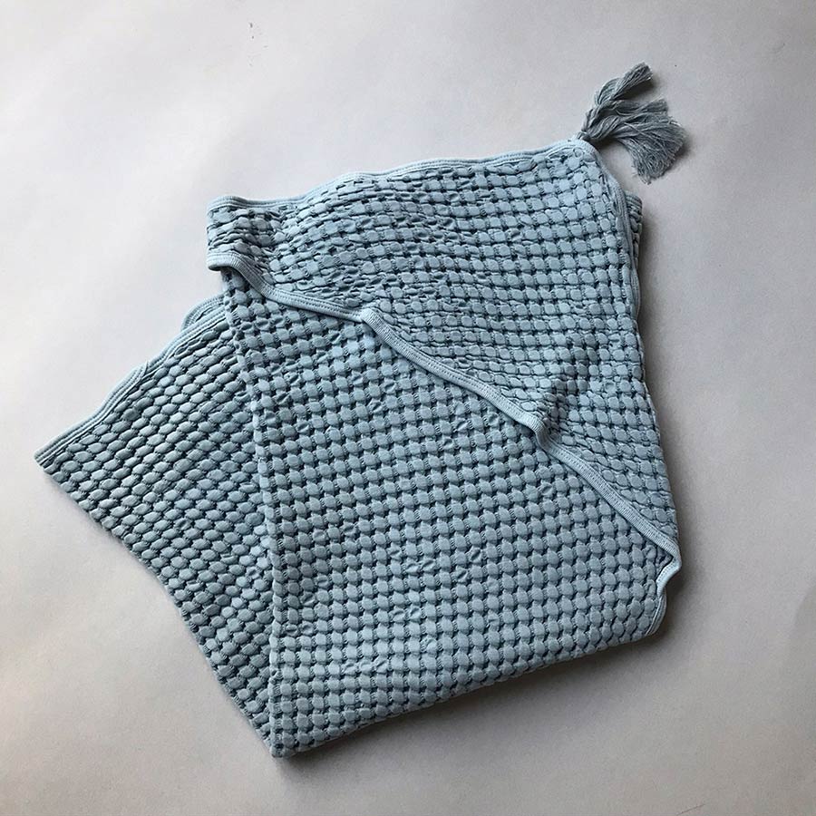 moumout' paris おくるみ　 SYBEL BEE Honeycomb cotton hooded towel with pompon Cool