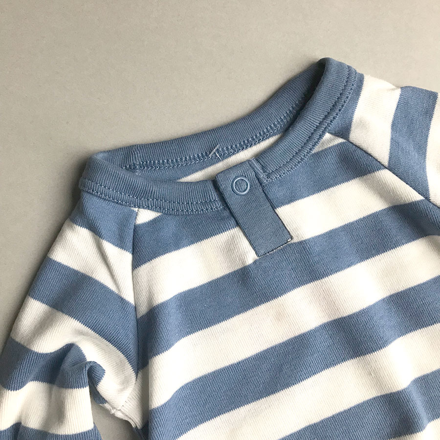 [30%OFF]Katvig キャトヴィ オーガニックコットン ストライプ 長袖ロンパース 68/70  Kat.Stripe White/blue