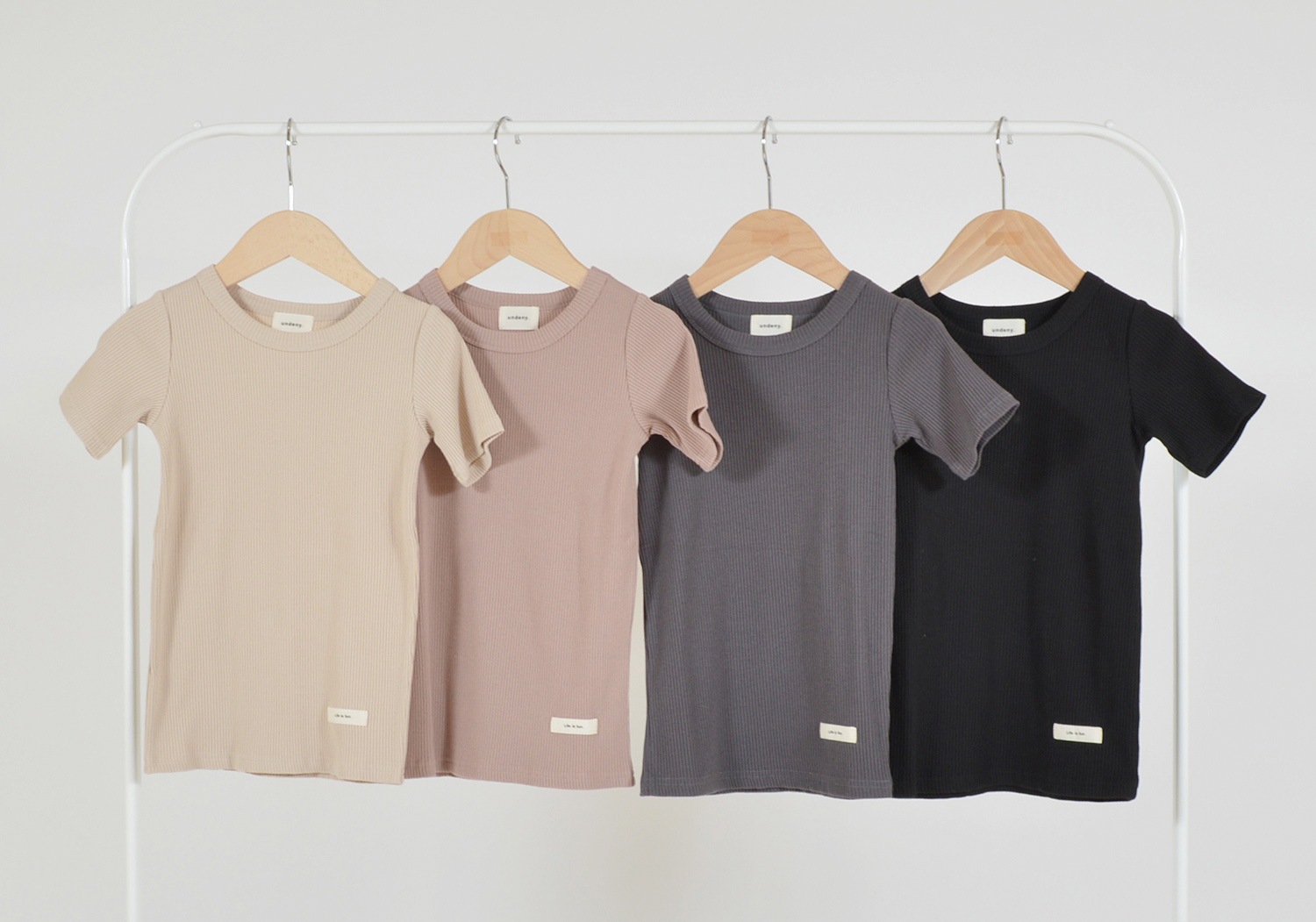 [60%OFF] undeny. リブTシャツ -/L(130-140)/XL(150-160)/F(160-170) カラー 4色展開