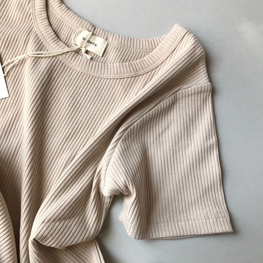 [60%OFF] undeny. リブTシャツ -/L(130-140)/XL(150-160)/F(160-170) カラー 4色展開