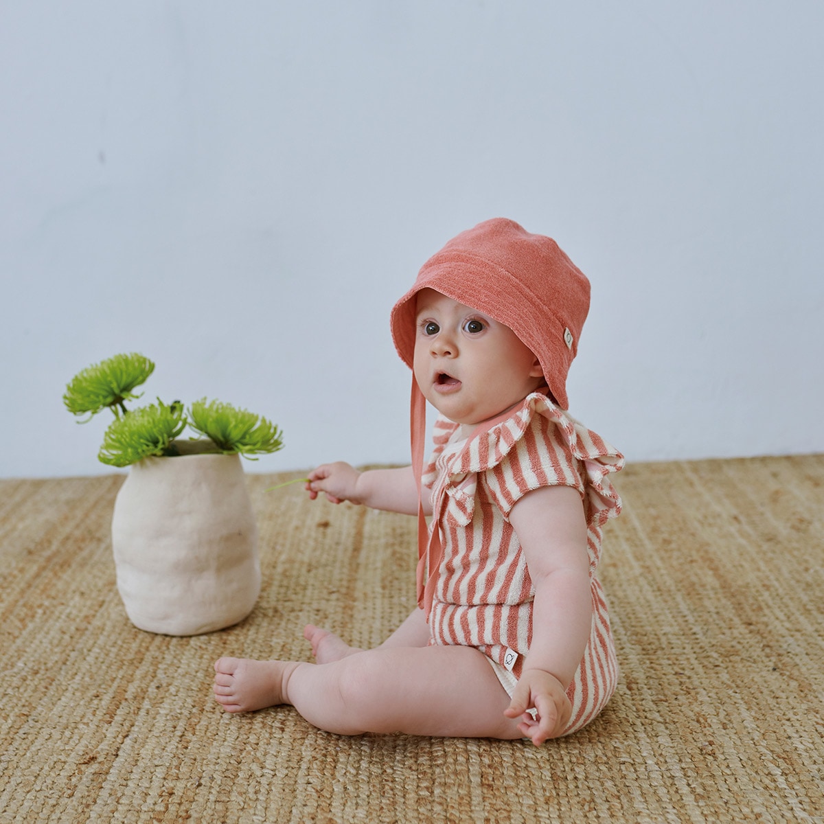 ● From spain MY LITTLE COZMO  toweling stripe baby romper 60-70/70-80/80-90 ブルーストライプ