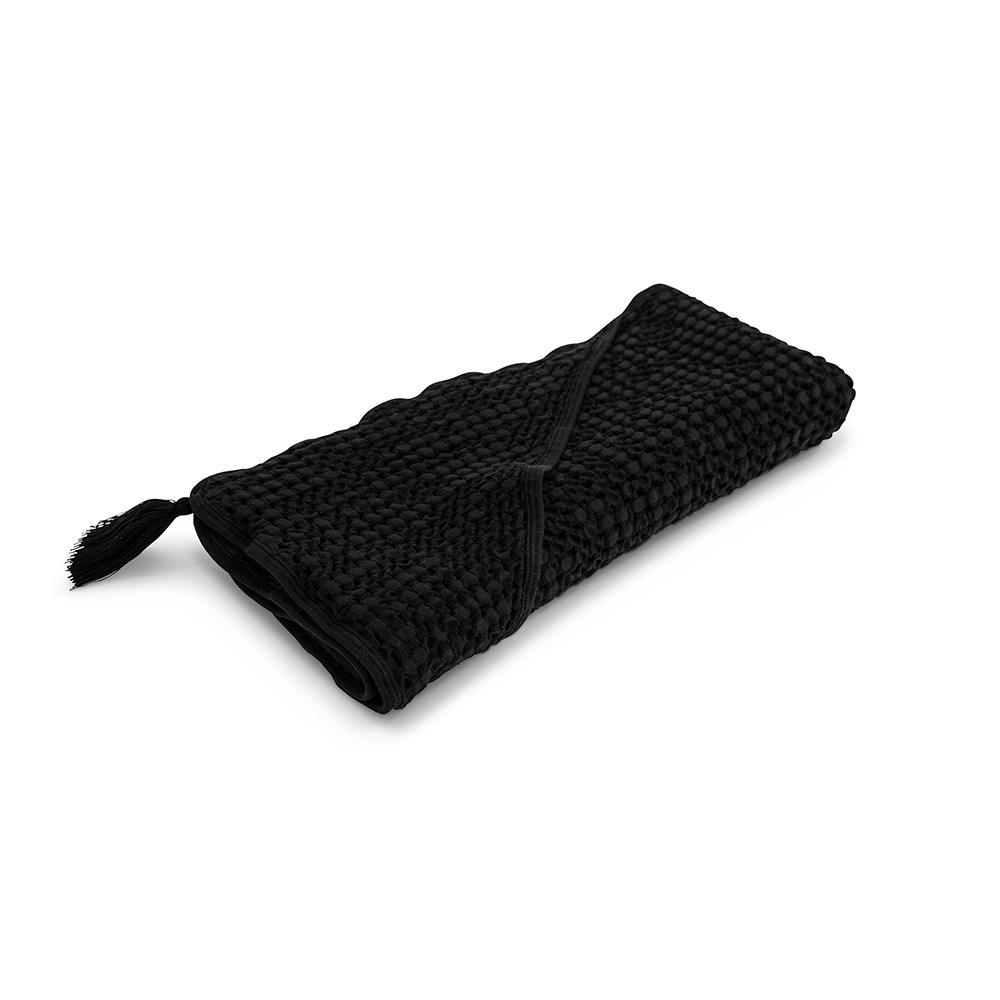 moumout' paris おくるみ　 SYBEL BEE Honeycomb cotton hooded towel with pompon Ink