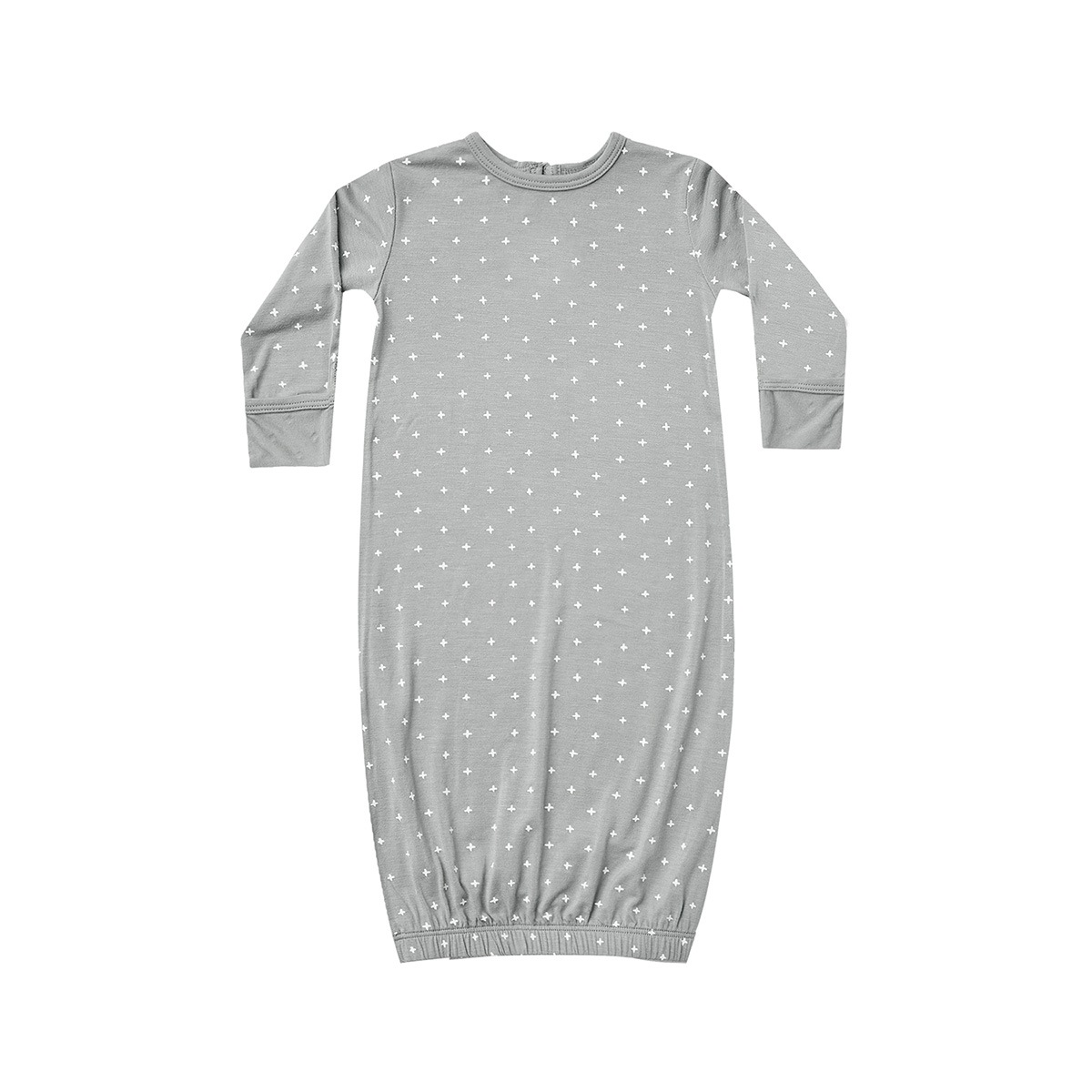Quincy Mae BAMBOO BABY GOWN | CRISS CROSS 3-6M [ネコポス対応可] DUSTY-BLUE 出産祝