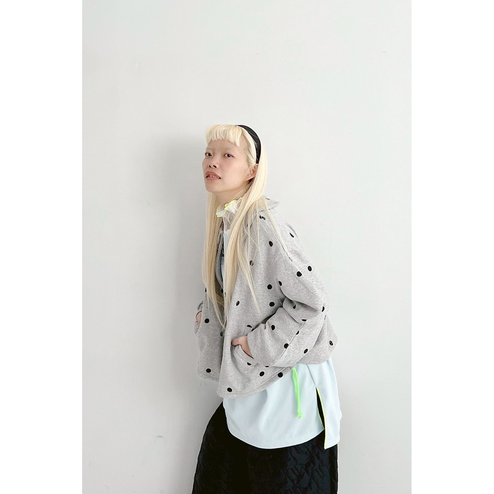 『SALE除外』frankygrow DOTS SWEAT ZIP JACKET	  GRAY/BLACK  F1/F2 