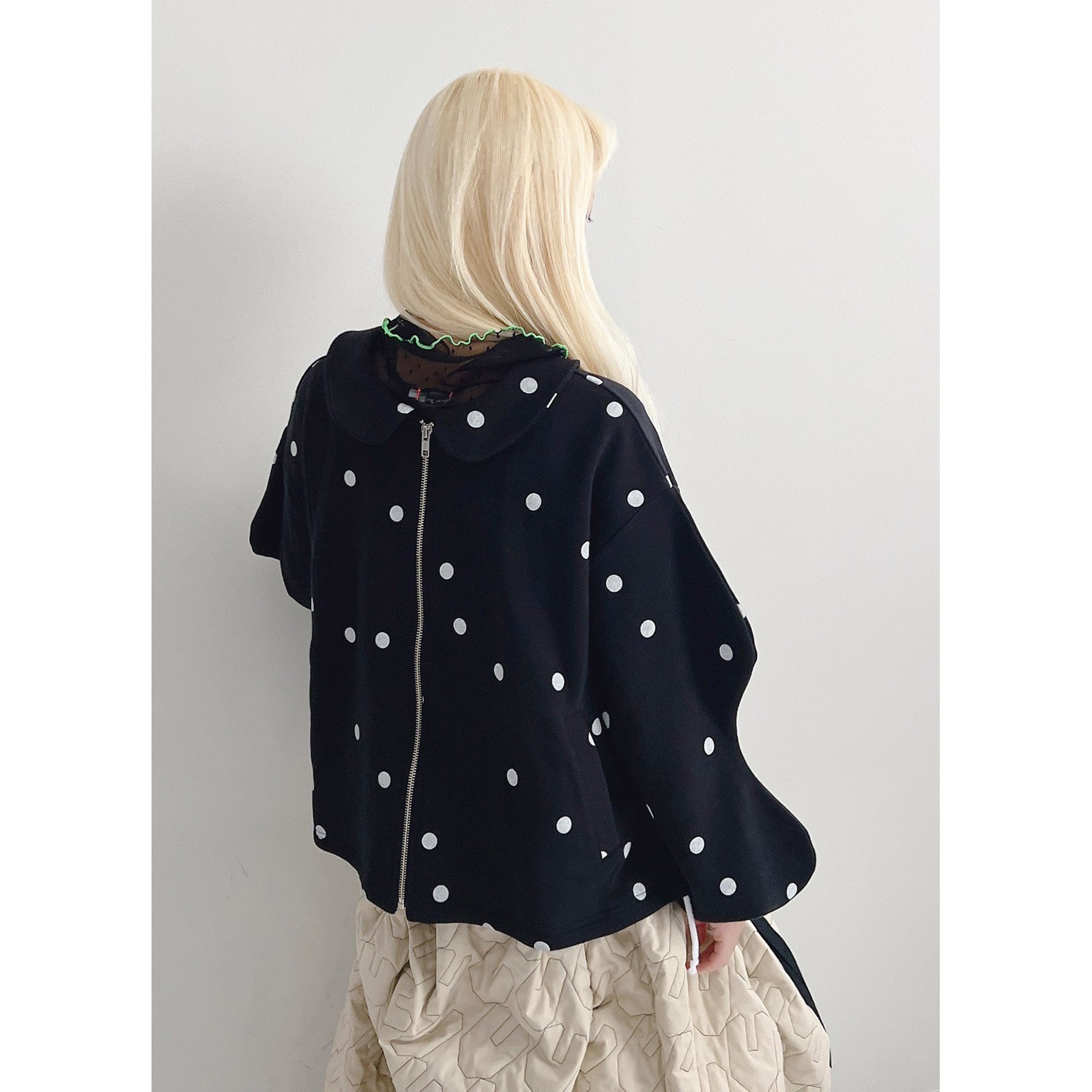 『SALE除外』frankygrow DOTS SWEAT ZIP JACKET	  GRAY/BLACK  F1/F2 