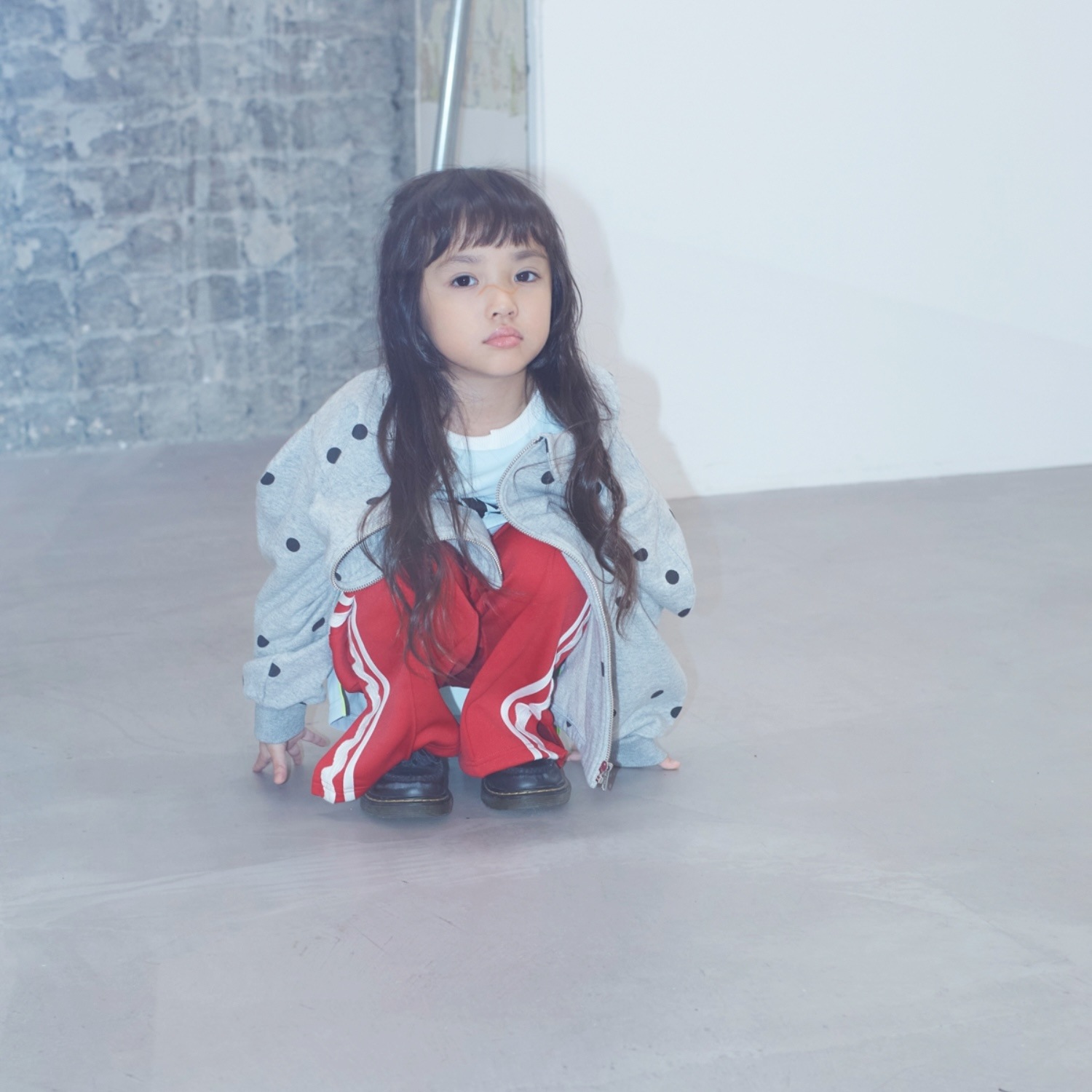 『SALE除外』frankygrow DOTS SWEAT ZIP JACKET	  GRAY/BLACK  F1/F2 