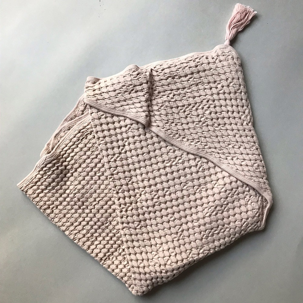 moumout' paris おくるみ　 SYBEL BEE Honeycomb cotton hooded towel with pompon Nu