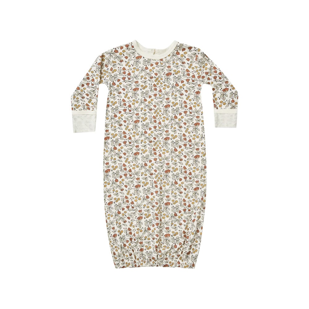 Quincy Mae BAMBOO BABY GOWN | FLEUR 3-6M [ネコポス対応可]  出産祝